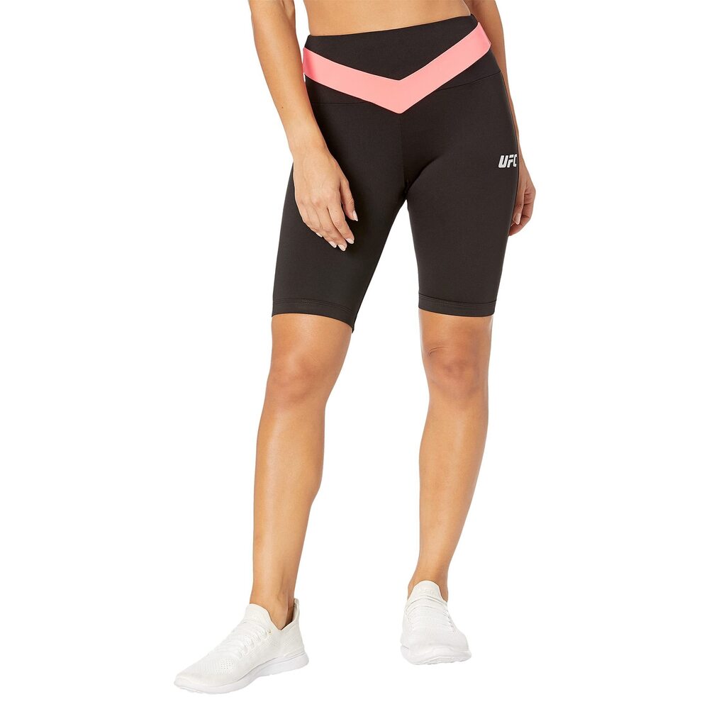 UFC 3/4 Panel Yoga Womens Summer Shorts,Black/Diva Pink XL One Size